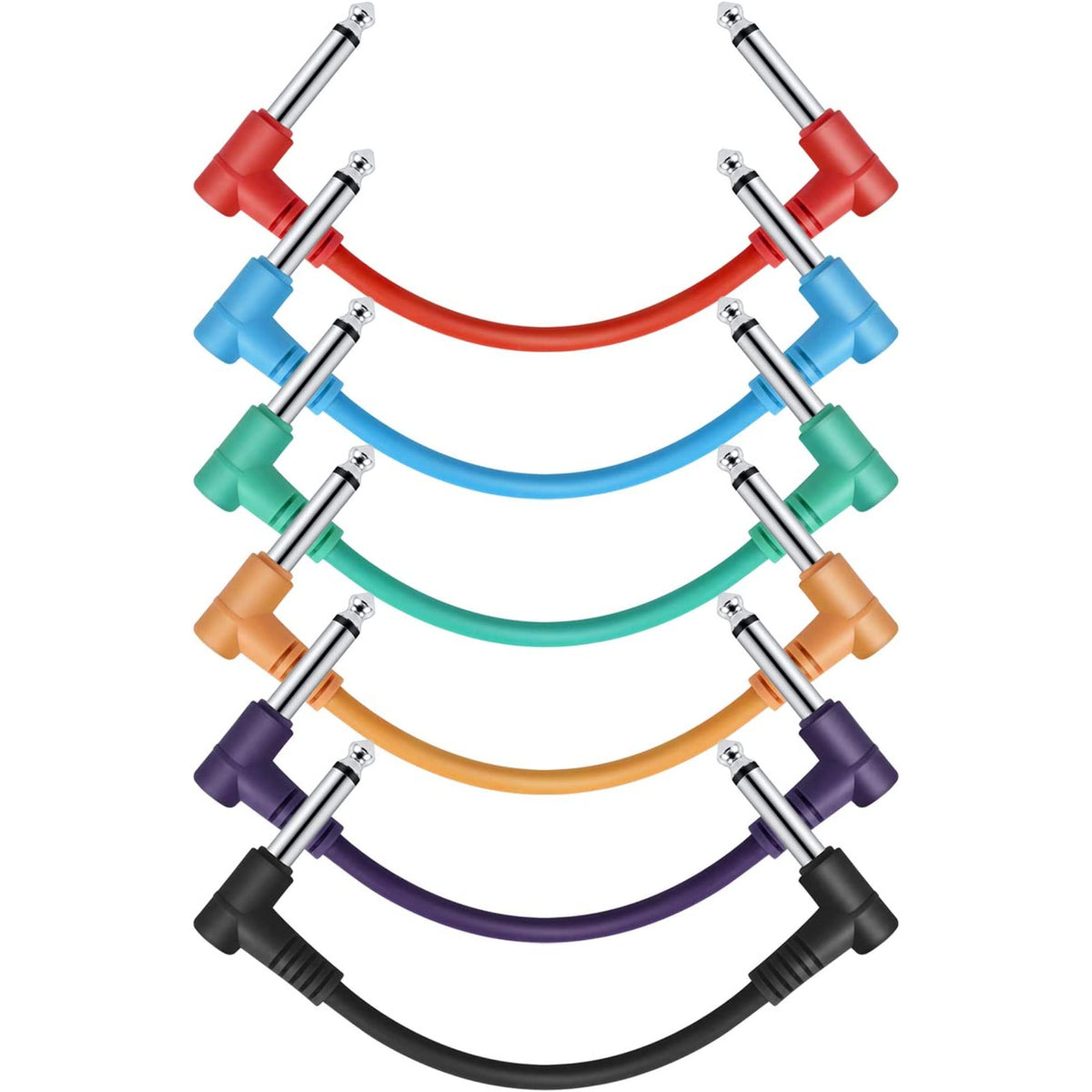 Donner EC2009 6-Pack 6" Guitar Patch Cables, Right Angle TS 1/4"