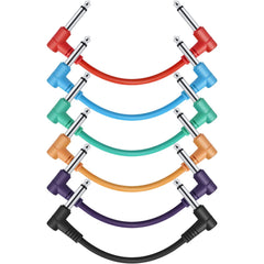 Donner EC2009 6-Pack 6" Guitar Patch Cables, Right Angle TS 1/4"