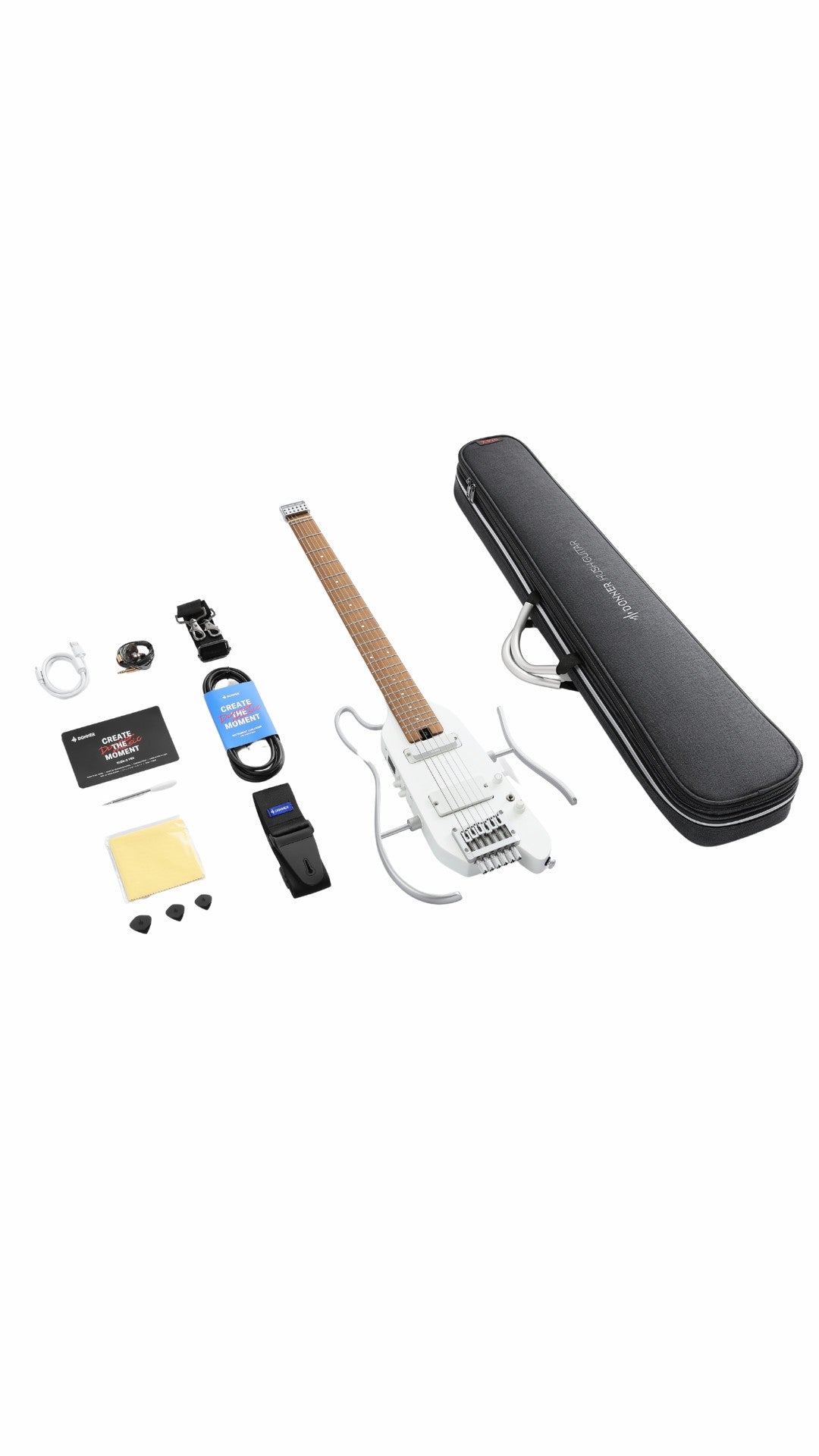 Donner HUSH X PRO Electric Travel Guitar Kit – Smart Design with 7 Tone Modes & Presets
