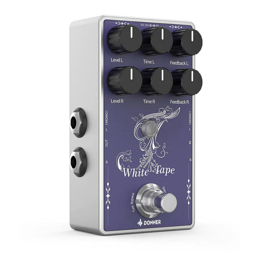 Donner White Tape Delay Pedal for Synths, Guitars, and Drum Machines