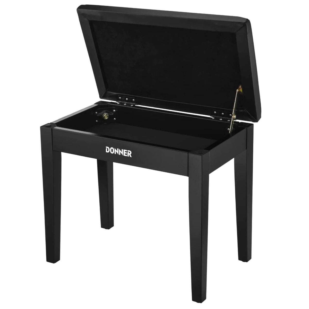 Donner Wooden Piano Bench with Storage and High-Density Padding - Black
