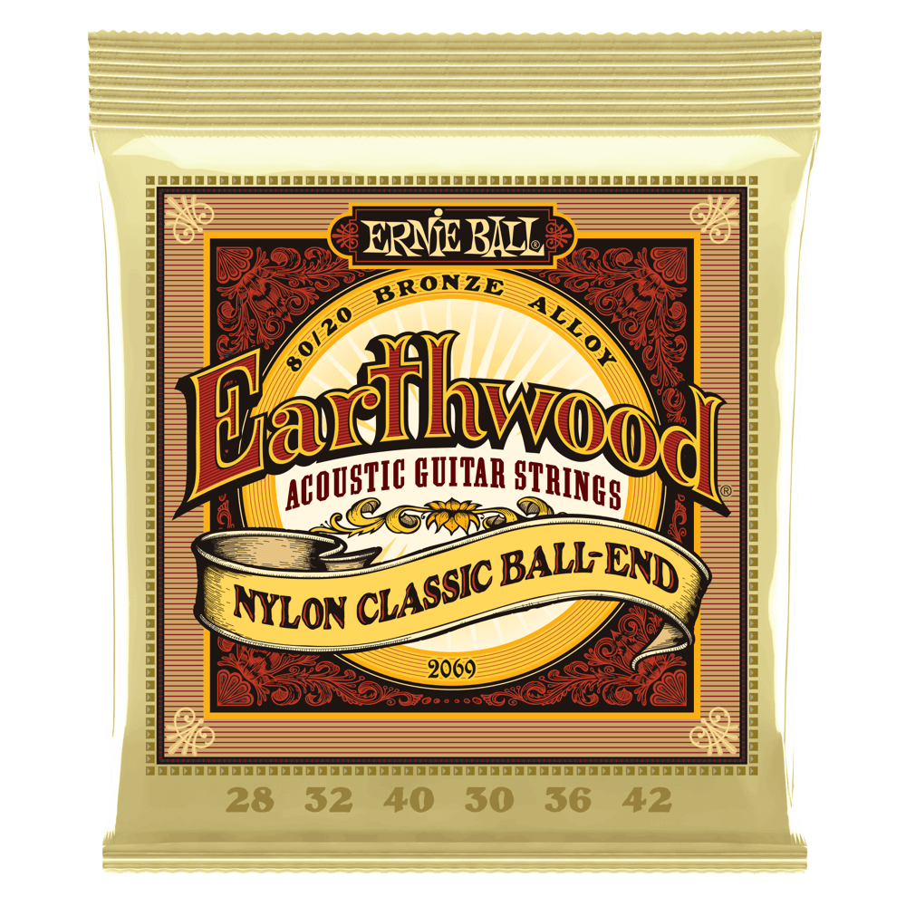 Earthwood 80/20 Bronze Nylon Ball End Folk/Classical Guitar Strings 28 - 42 Gauge