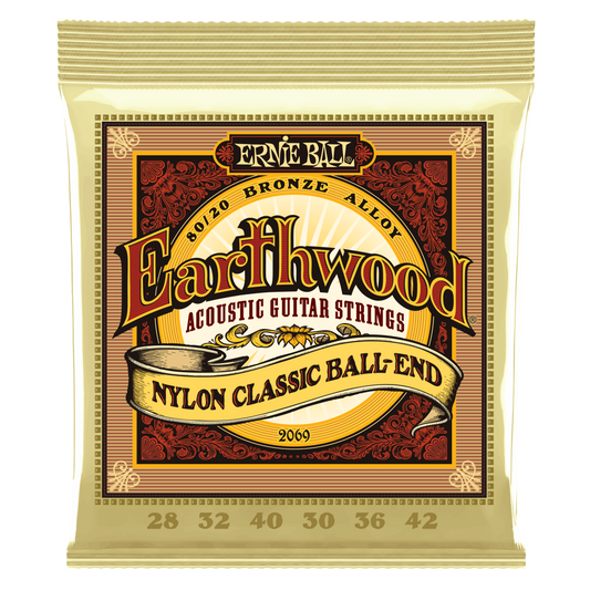 Earthwood 80/20 Bronze Nylon Ball End Folk/Classical Guitar Strings 28 - 42 Gauge