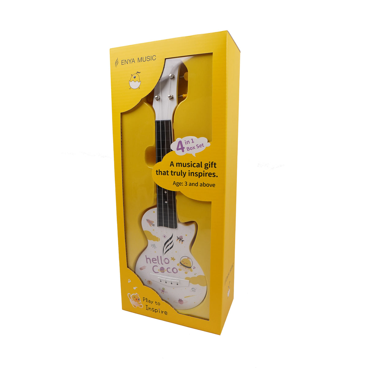 Enya Concert Mini coco Carbon Fiber Travel Ukulele with 13 key melodica, hand drum and 2 sand shakers