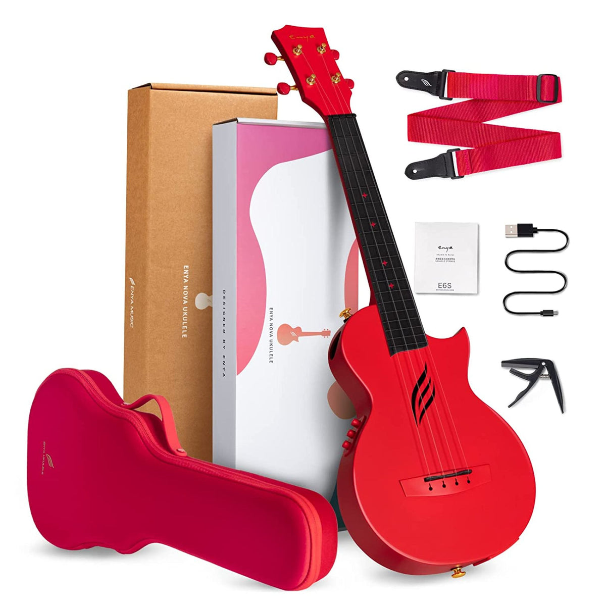 Enya Concert Nova UE Carbon Fiber Travel Ukulele with AcousticPlus
