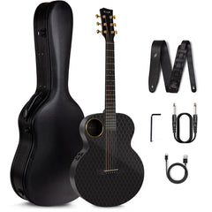 Enya X4 PRO MINI EQ 36-Inch TransAcoustic Guitar with Hard case - Black Glossy