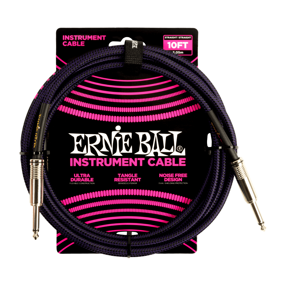Ernie Ball Braided Instrument Cable Straight/Straight ( 10FT/18FT/25FT )