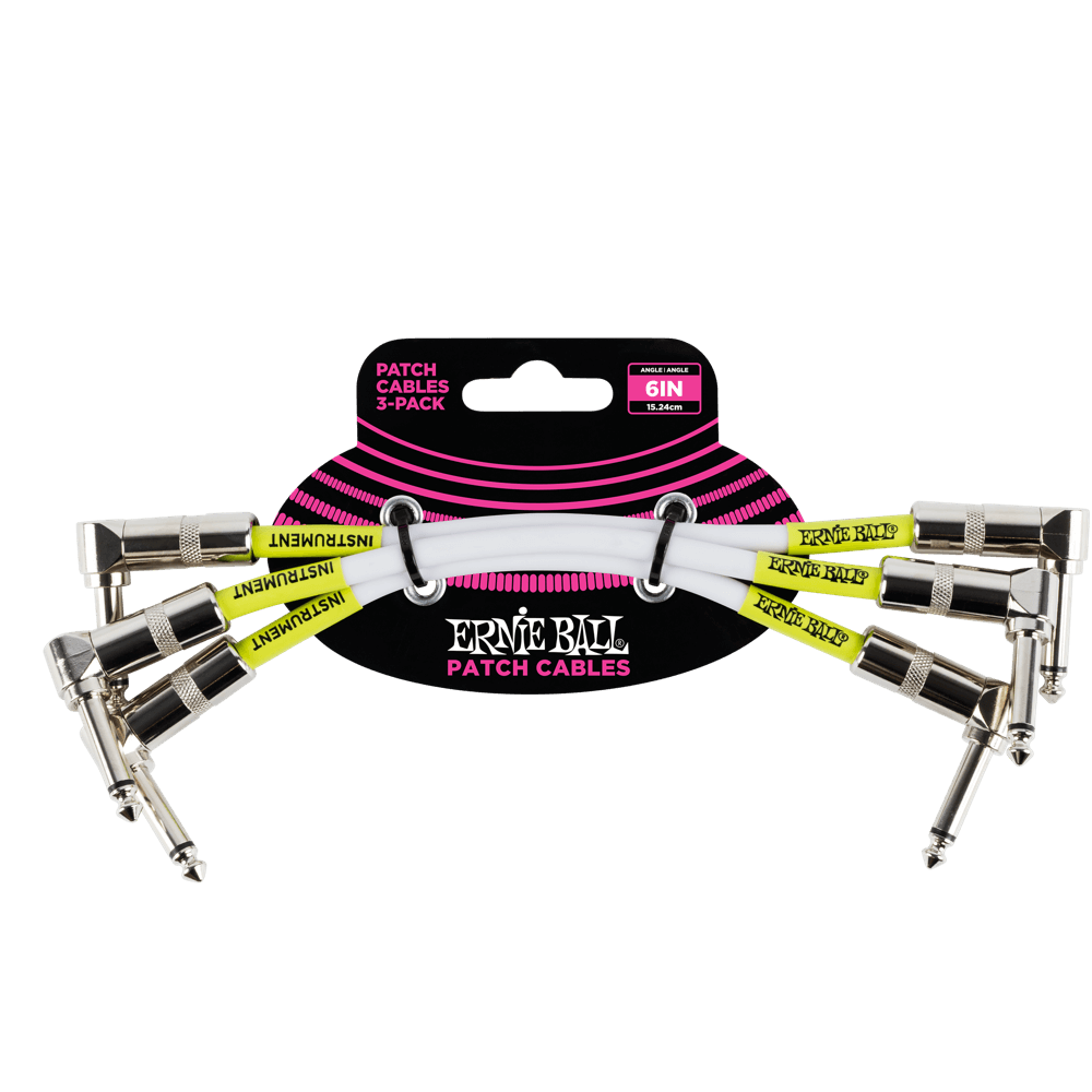 Ernie Ball Classic Patch Cable Angle/Angle 6in - 3 Pack