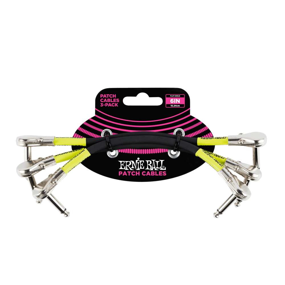 Ernie Ball Classic Patch Cable Flat Angle/Flat Angle 6in - 3 Pack