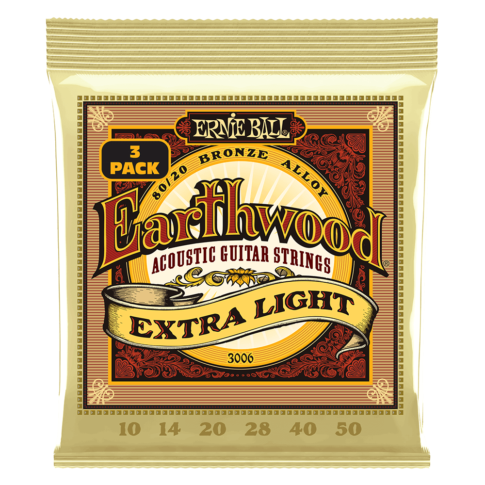 Ernie Ball Earthwood 80/20 Bronze Acoustic Guitar Strings - 3 Pack ( Multiple Gauges )