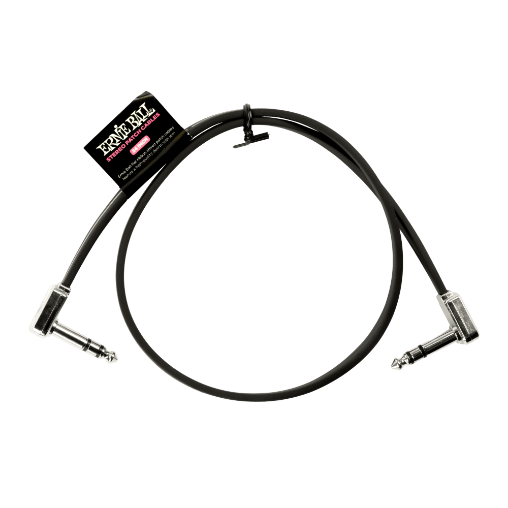 Ernie Ball Flat Ribbon Stereo Patch Cable 24in - Black - Single