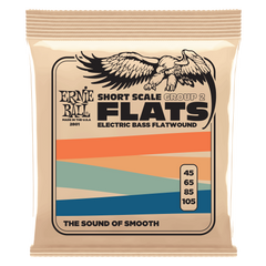 Ernie Ball Group 2 Stainless Steel Flatwound Short Scale Electric Bass Strings 45-105 Gauge