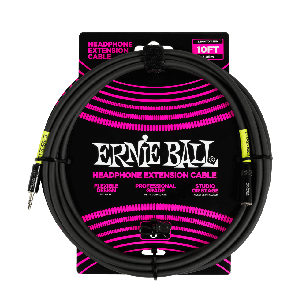 Ernie Ball Headphone Extension Cable 3.5mm to 3.5mm  - Black