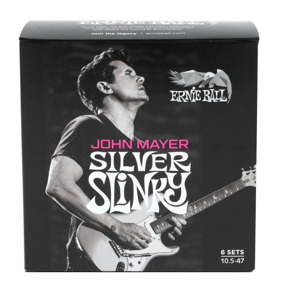 Ernie Ball John Mayer Silver Slinky Signature Electric Guitar Strings 10.5-47 6-pack