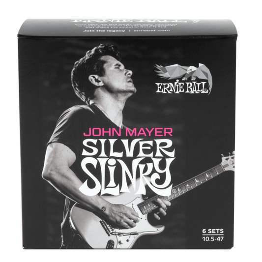 Ernie Ball John Mayer Silver Slinky Signature Electric Guitar Strings 10.5-47 6-pack