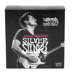 Ernie Ball John Mayer Silver Slinky Signature Electric Guitar Strings 10.5-47 6-pack