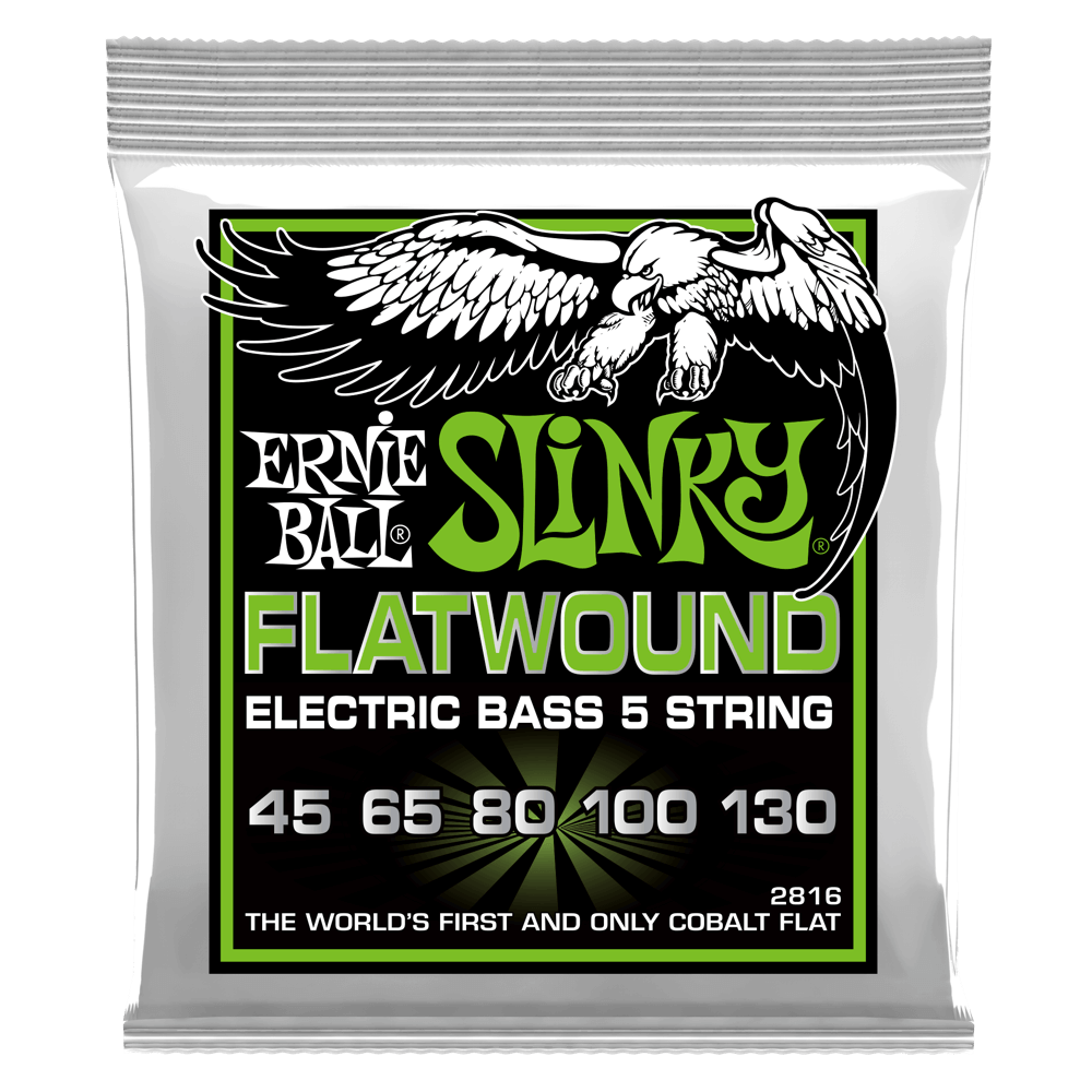 Ernie Ball Regular Slinky Cobalt Flatwound 5-String Electric Bass Strings 45-130 Gauge