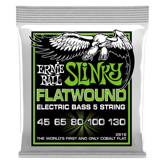 Ernie Ball Regular Slinky Cobalt Flatwound 5-String Electric Bass Strings 45-130 Gauge