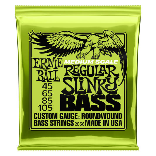 Ernie Ball Regular Slinky Nickel Wound Medium Scale Electric Bass Strings 45-105 Gauge