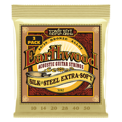 Ernie Ball Silk & Steel Earthwood 80/20 Bronze Acoustic Guitar Strings 10-50 Gauge - 3 Pack
