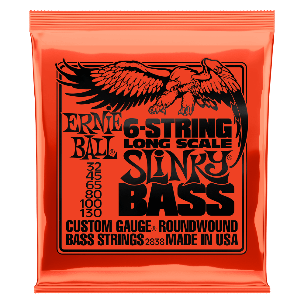 Ernie Ball Slinky Nickel Wound Long Scale 6-String Electric Bass Strings 32-130 Gauge