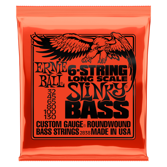 Ernie Ball Slinky Nickel Wound Long Scale 6-String Electric Bass Strings 32-130 Gauge