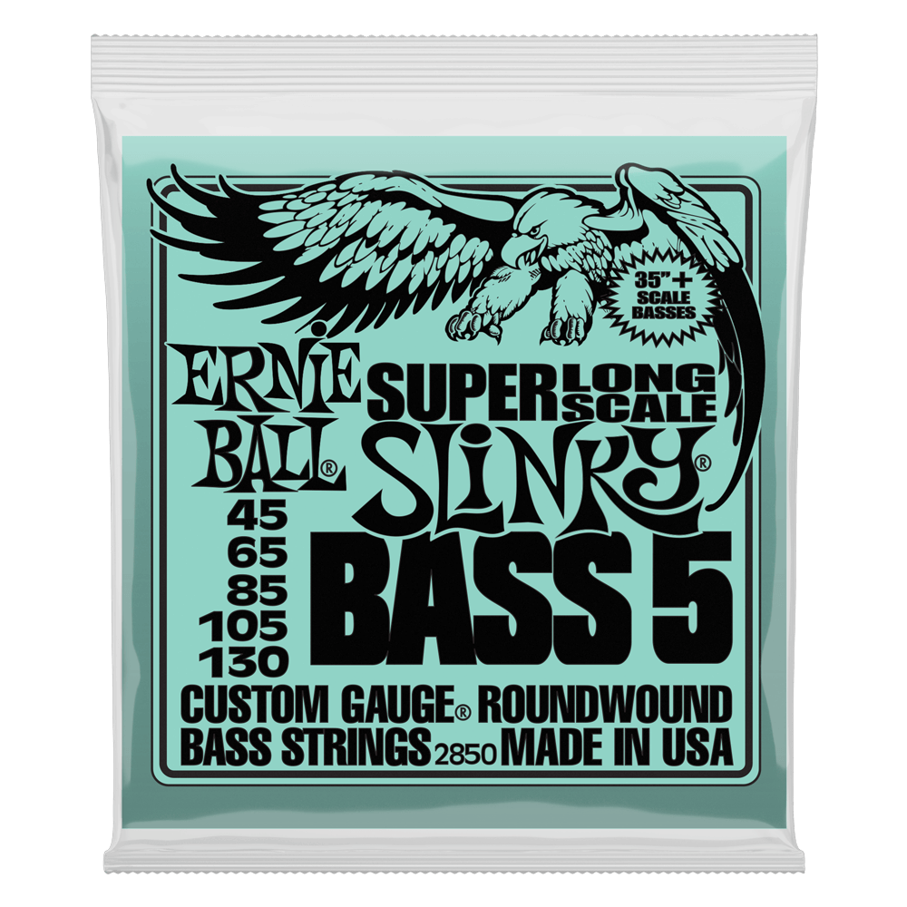 Ernie Ball Slinky Nickel Wound Super Long Scale 5-String Electric Bass Strings 45-130 Gauge
