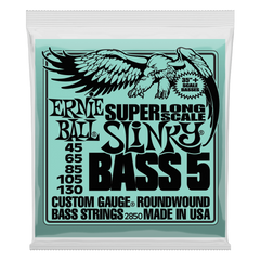 Ernie Ball Slinky Nickel Wound Super Long Scale 5-String Electric Bass Strings 45-130 Gauge
