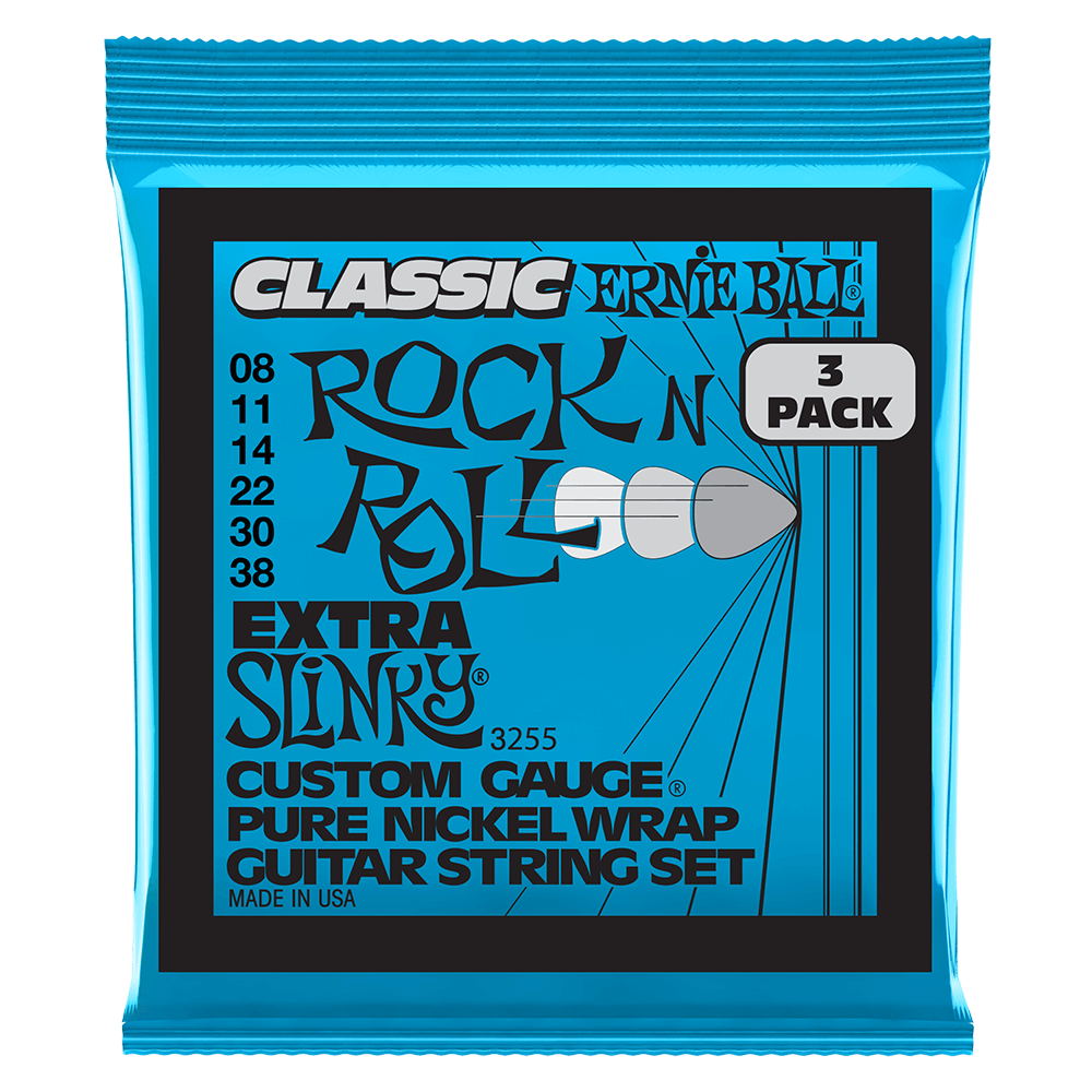 Ernie Ball Super Slinky Classic Rock n Roll Pure Nickel Wrap Electric Guitar Strings - 3 Packs