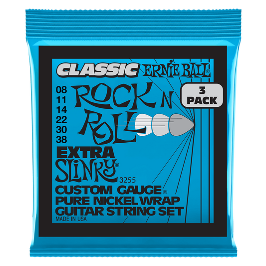 Ernie Ball Super Slinky Classic Rock n Roll Pure Nickel Wrap Electric Guitar Strings - 3 Packs