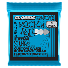 Ernie Ball Super Slinky Classic Rock n Roll Pure Nickel Wrap Electric Guitar Strings - 3 Packs