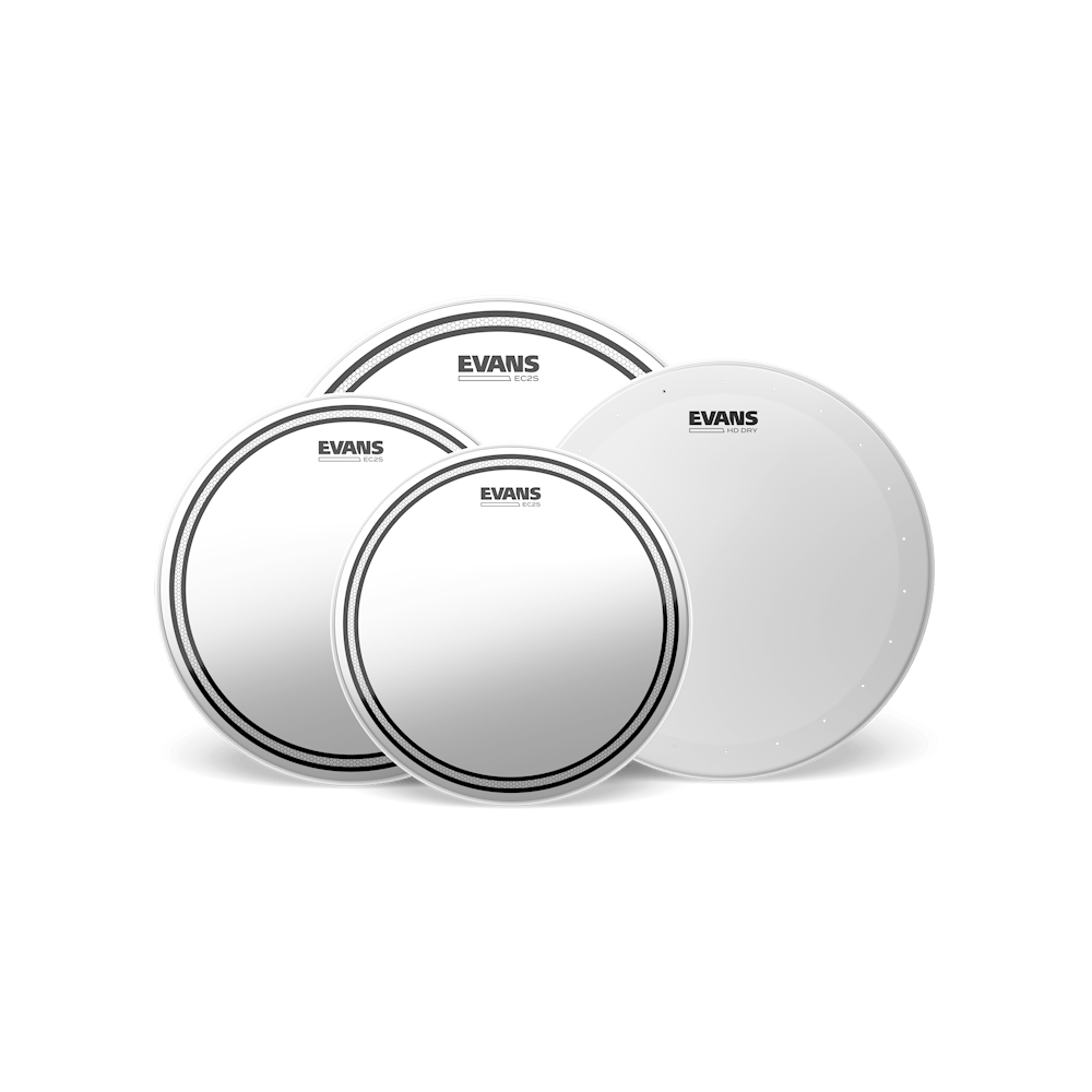 Evans EPP-EC2SHDD-S EC2S Clear Tom Drumhead Clear Standard Pack (12", 13", 16") with 14" HD Dry Snare Batter