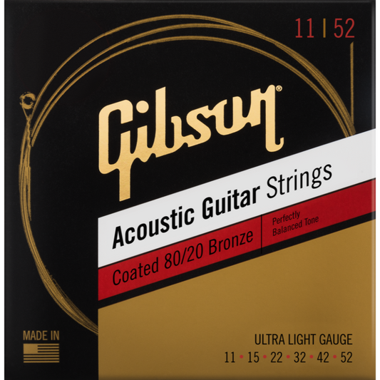 Gibson Coated 80/20 Bronze Acoustic Guitar Strings ( Multiple Gauges )