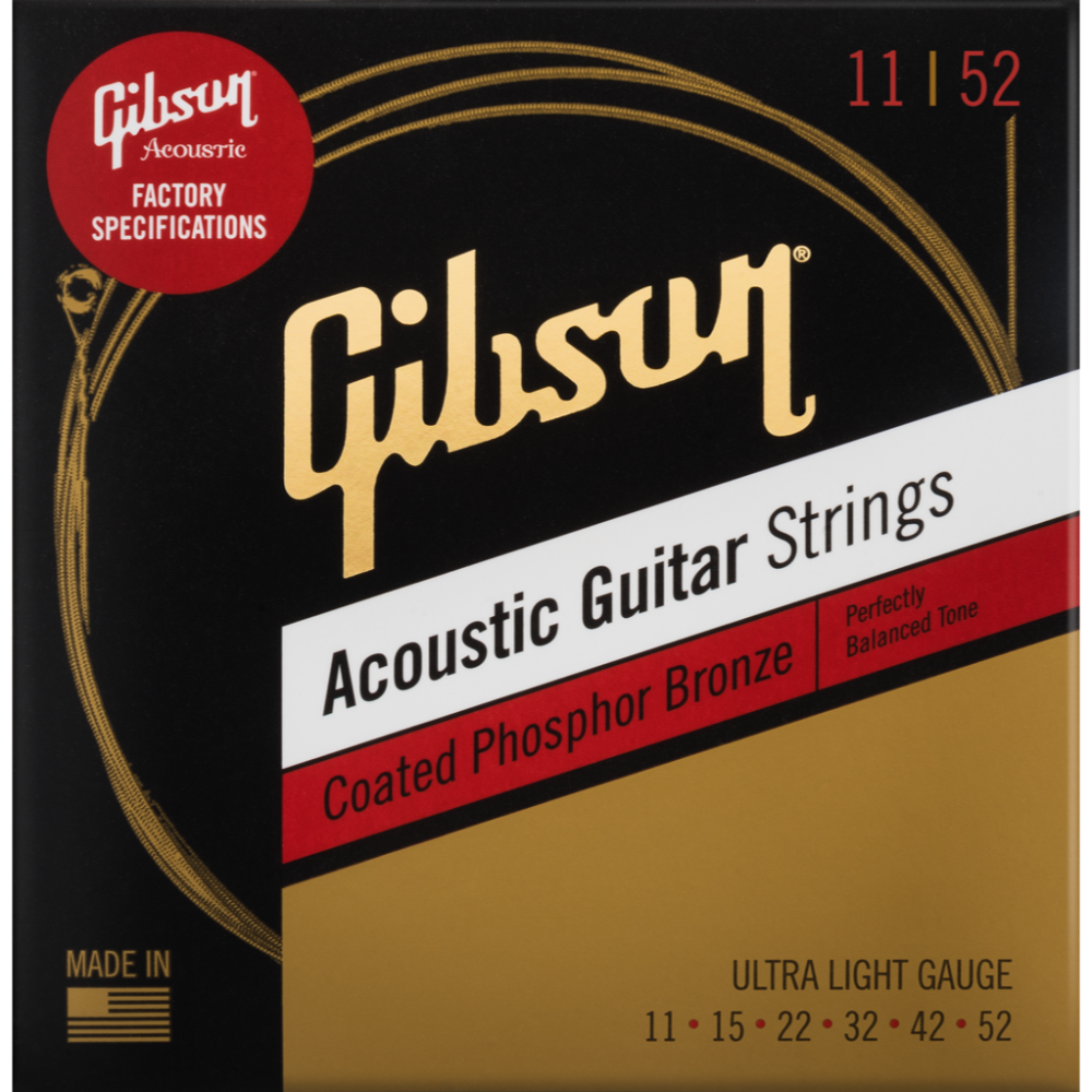Gibson Coated Phosphor Bronze Acoustic Guitar Strings ( Multiple Guages )