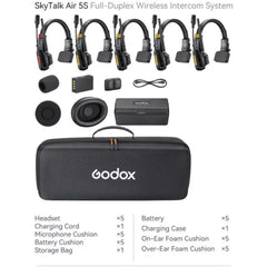Godox SkyTalk Air 5S 5-Person Full-Duplex Wireless Intercom Headset System (2.4 GHz)
