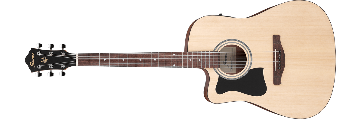 Ibanez Acoustic Guitar Dreadnought with Cutaway Electronics Open Pore Natural Lefty V40LCE-OPN