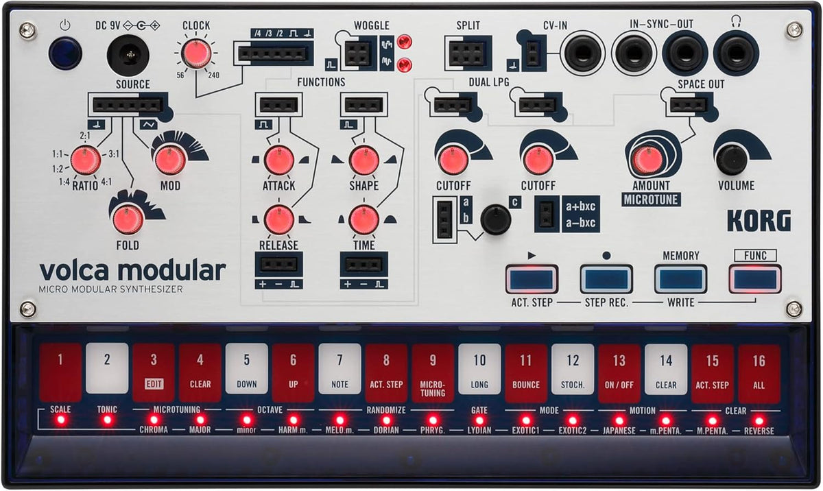 Korg Volca Modular Micro Synthesizer Semi Modular with Eight Modules and 16-step Sequencer