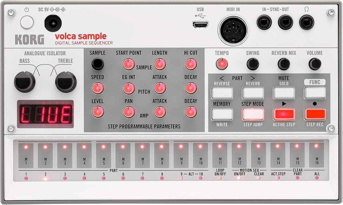 Korg Volca Sample 2 Digital Sample Sequencer Drum Machine with Pattern Chain Mode and 16-step Sequencer