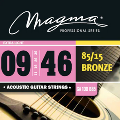 Magma Professional Series Acoustic Guitar Strings Ultra Light Gauge 85/15 Bronze Set, .009 - .046 (GA100B85)