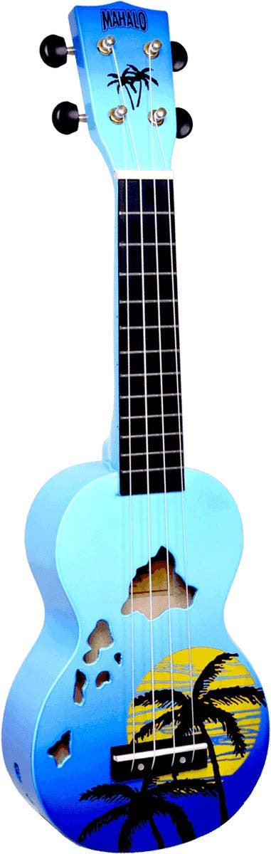Mahalo Designer Series Soprano Ukulele Hawaii Blue Burst With Bag - MD1HABUB