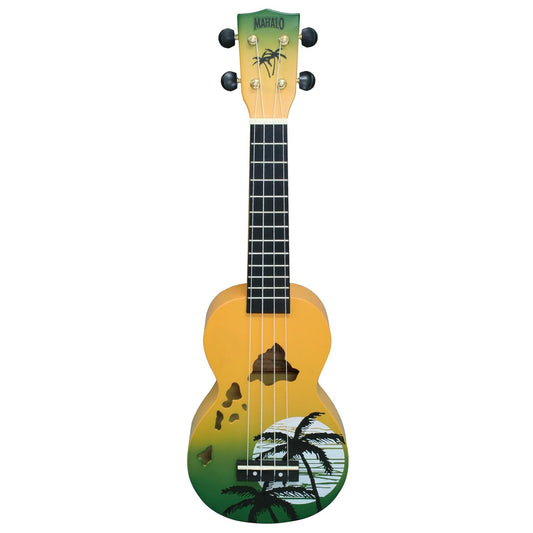 Mahalo Designer Series Soprano Ukulele Hawaii Green Burst With Bag - MD1HAGNB