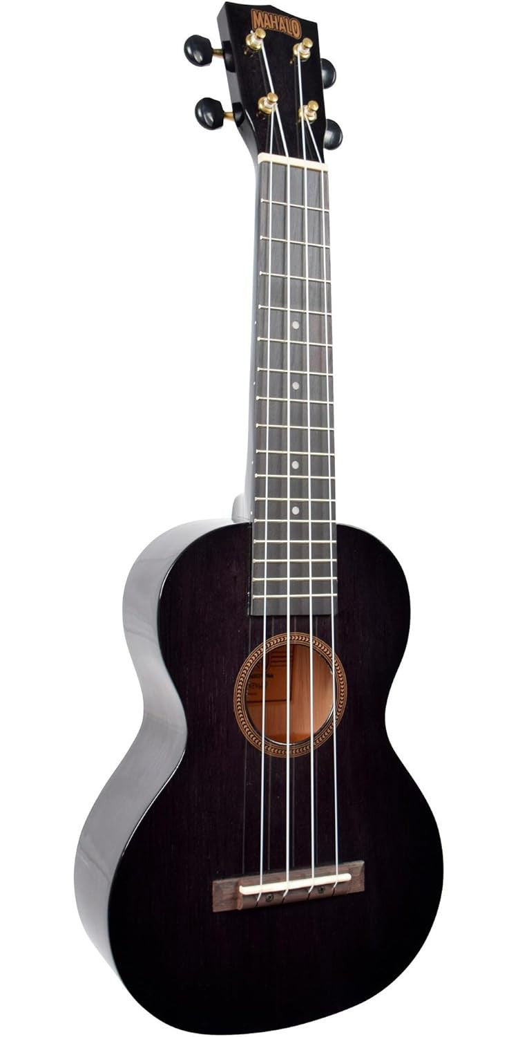 Mahalo Hano Series Concert Ukulele Wide Neck Trans Black With Bag - MH2WTBK