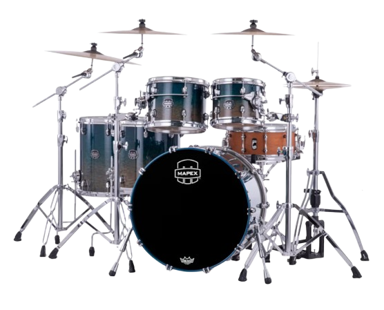 Mapex SE529XBOE Drum Set, Saturn Evolution, 4 piece SHELL PACK, No Snare -Exotic Aegean Fade