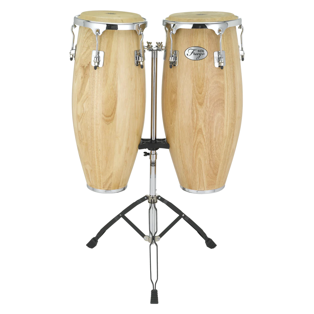 Natal NGU1011 Natural Wood Congas 10inch and 11inch Chrome Hardware Stand