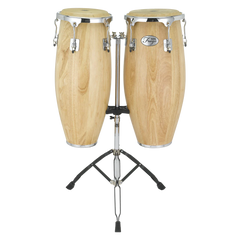 Natal NGU1011 Natural Wood Congas 10inch and 11inch Chrome Hardware Stand