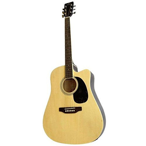 Pluto Acoustic Guitar 101 series Dreadnought Cutaway with Equaliser HW41CE-101-NAT