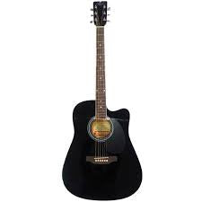 Pluto Acoustic Guitar 101 series Dreadnought Cutaway with Equaliser PA41CE-101 BK