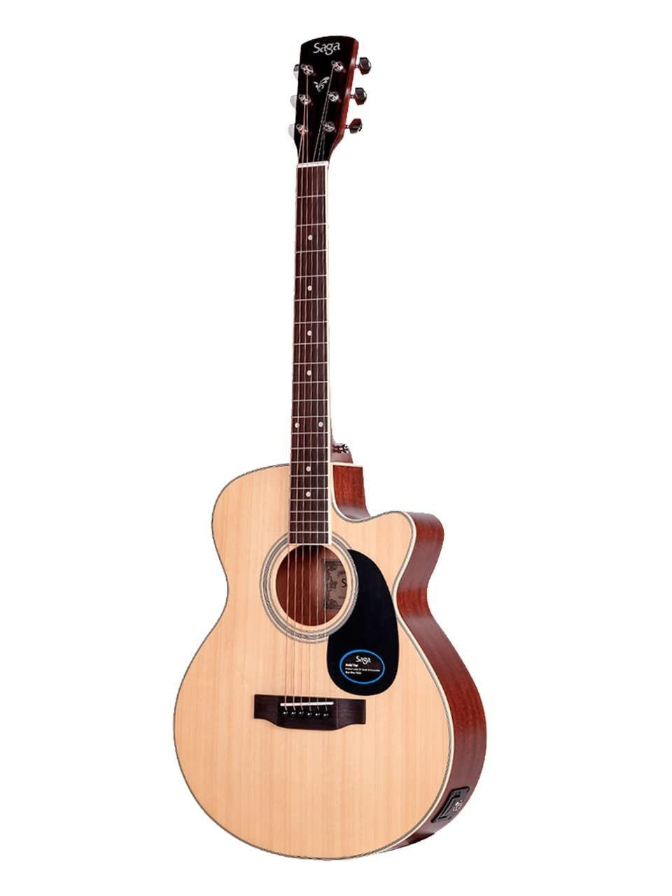 SAGA SA700CE 41 Inches Mahogany Wood Concert Electro Acoustic Cutaway Guitar With Fishman Pickup (Natural)