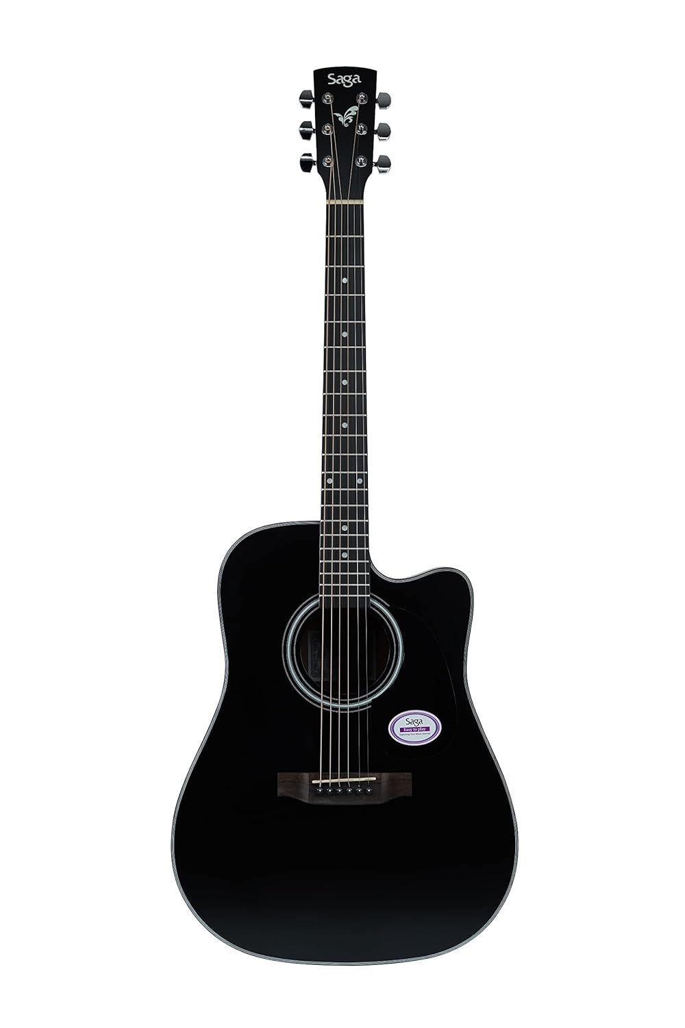 Saga SF-600C-BLACK Dreadnought Cutaway Acoustic Guitar