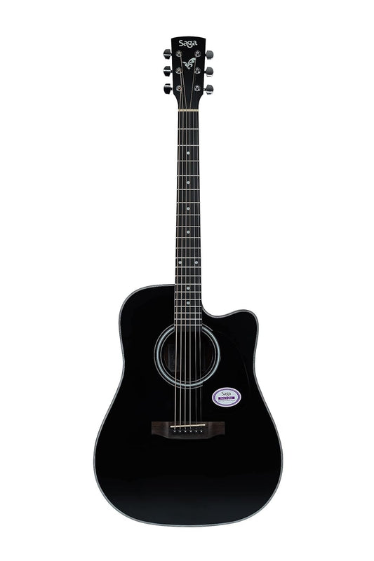 Saga SF-600C-BLACK Dreadnought Cutaway Acoustic Guitar